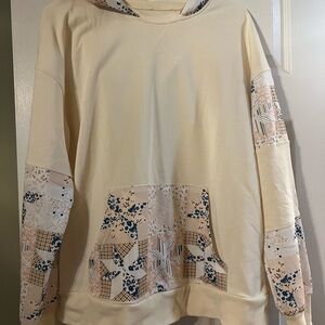 Patchwork Pale Yellow Hoodie Sweater